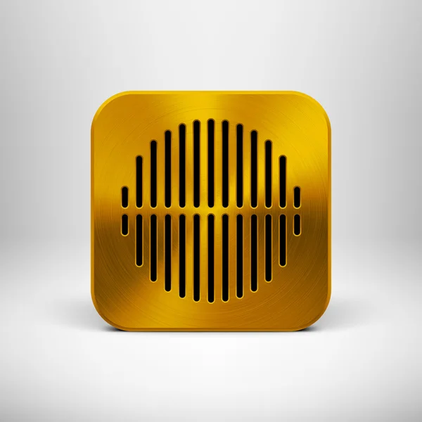 Tecnologia App Icona con texture in metallo dorato — Vettoriale Stock