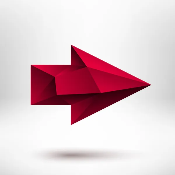 Señal de flecha derecha roja 3d con fondo claro — Vector de stock