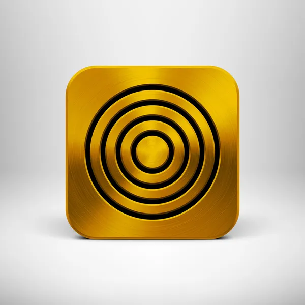 Tecnologia App Ícone com textura de metal dourado —  Vetores de Stock