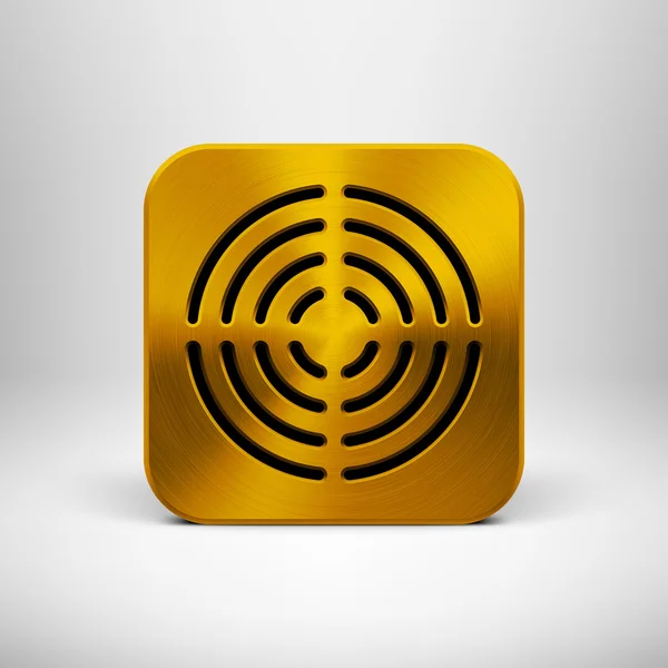 Icono de aplicación de tecnología con textura de metal dorado — Vector de stock