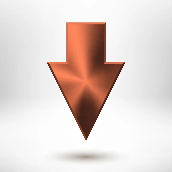 Down Arrow Sign with Bronze Metal Texture — Stock Vector