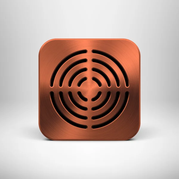 青銅色の金属の質感を持つ技術のアプリのアイコン — ストックベクタ