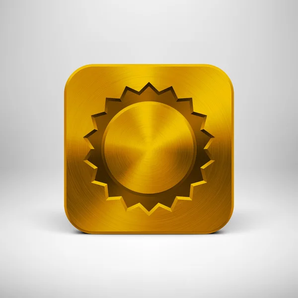 Technology App Icon with Gold Metal Texture — Stock Vector