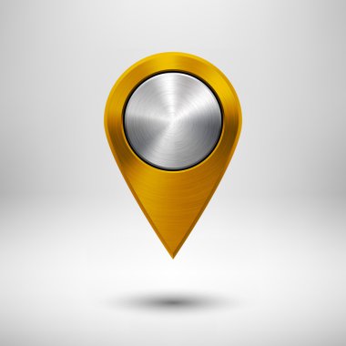 teknoloji işaretçi düğme ile altın metal doku