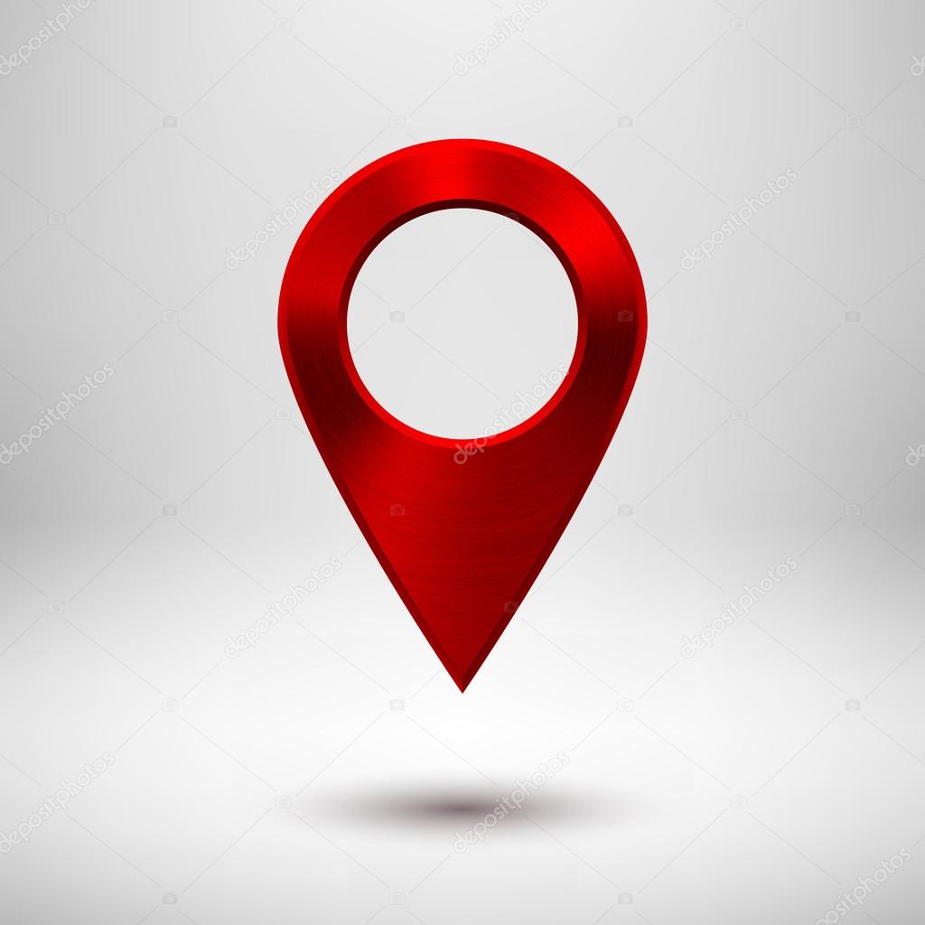 Technology Map Pointer Button with Red Metal Texture