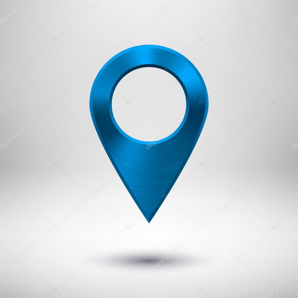 Technology Map Pointer Button with Blue Metal Texture