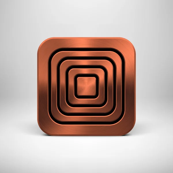 Modèle d'icône d'application technologique avec texture métallique en bronze — Image vectorielle