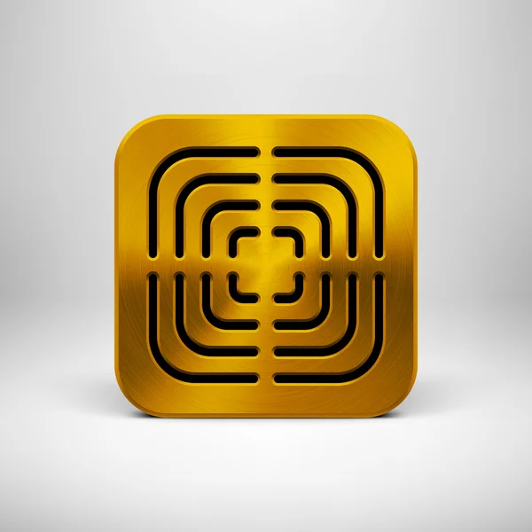 Technology App Icon Template with Gold Metal Texture — Stock Vector