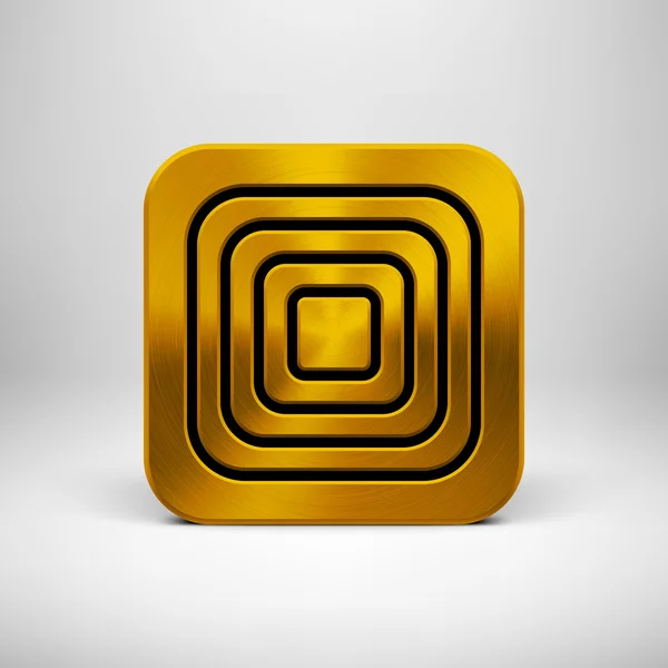 Plantilla de icono de aplicación de tecnología con textura de metal dorado — Vector de stock