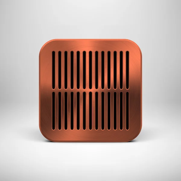 Modèle d'icône d'application technologique avec texture métallique en bronze — Image vectorielle