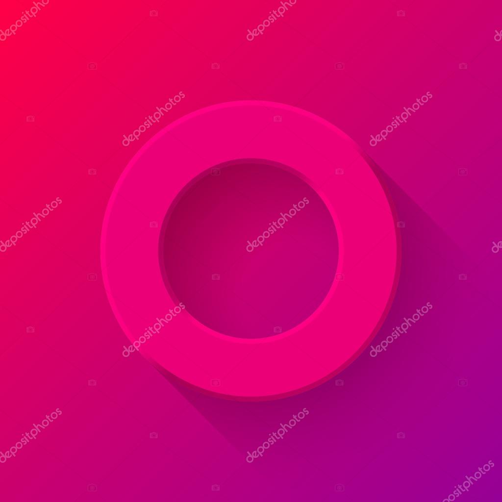 Magenta abstract technology volume knob, blank round button template with flat designed shadow and gradient background for web sites, user interfaces (UI) and applications (apps). Vector illustration.