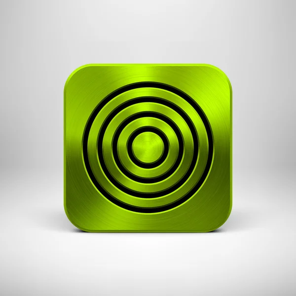 Plantilla de icono de aplicación verde con textura de metal — Vector de stock