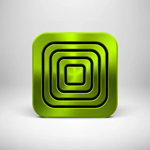 Green App Icon Template with Metal Texture — Stock Vector