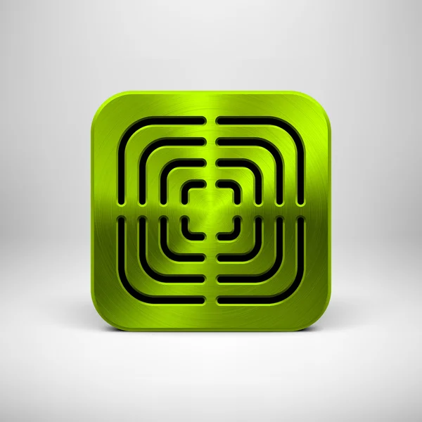 Green App Icon Template with Metal Texture — Stock Vector