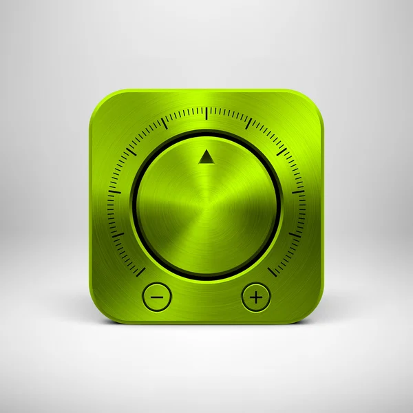 Modello di icona App verde con texture in metallo — Vettoriale Stock