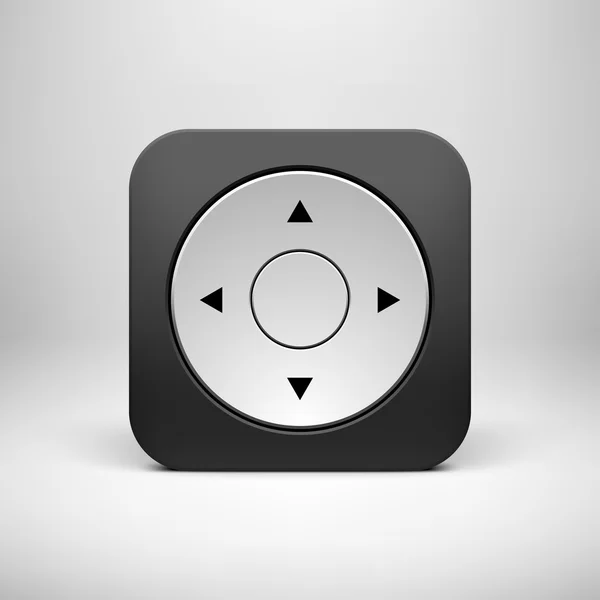 Black Abstract Joystick  App Icon Button Template — Stock Vector