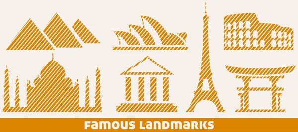 Famous landmark icons — Stock Vector