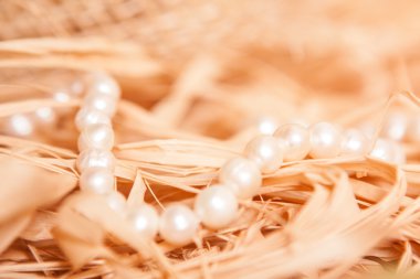 inci ve altın renkli saman Noel arka plan