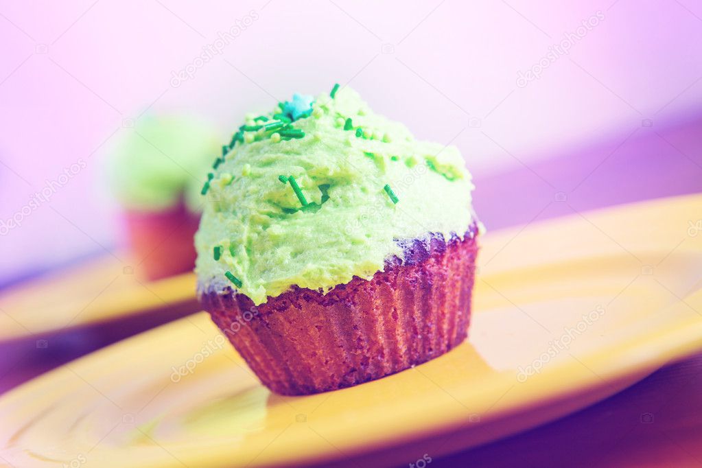 sweet dessert with green cream
