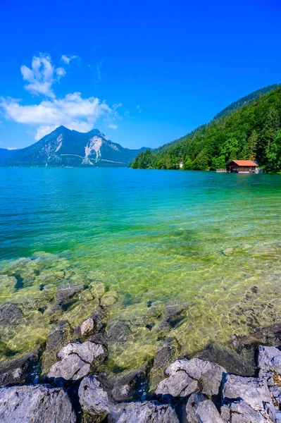 Lago Walchensee Perto Montanha Herzogstand Kochel See Belo Destino Viagem — Fotografia de Stock