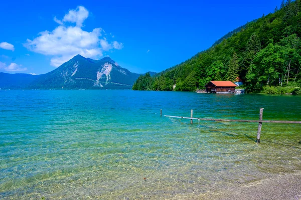 湖Walchensee 山に近いHerzogstand Kochel See バイエルン ドイツ 美しい旅行先 — ストック写真