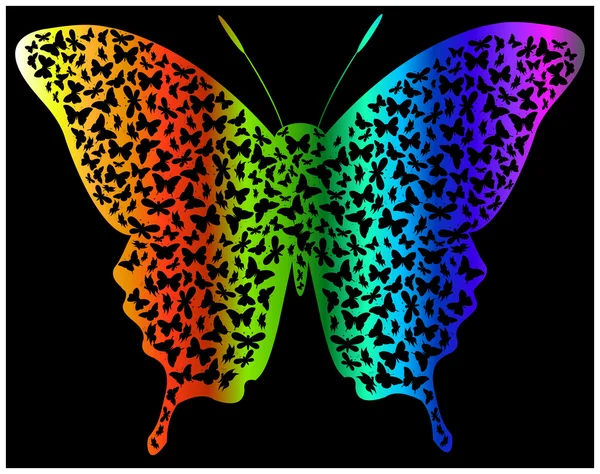 Papillon arc-en-ciel avec trous . — Image vectorielle