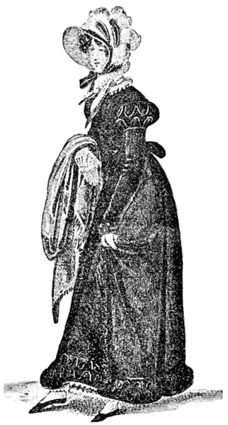 여자의 평상복 (독일) 1822입니다. 텍스트와 그림에 있는 세기"," 한 책의 간행물 베를린, 독일, 1899 — 스톡 벡터