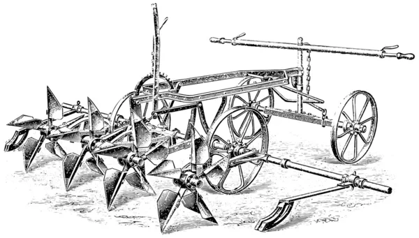 Potato planter.Publicación del libro "Meyers Konversations-Lexikon", Volume7, Leipzig, Alemania, 1910 — Archivo Imágenes Vectoriales