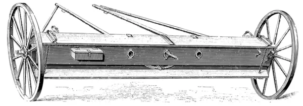 Zaad boormachine. publicatie van het boek "meyers konversations-lexikon", volume 7, leipzig, Duitsland, 1910 — Stockvector