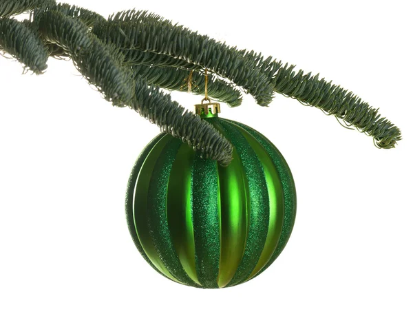 Christmas decoration on a spruce tree. Isolated. White background. — Stock Photo, Image