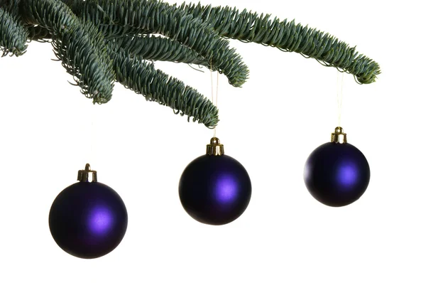 Kerstballen op een tak — Stockfoto