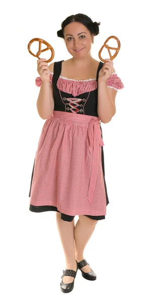 En kvinna i traditionella bayerska klänning - dirndl. — Stockfoto