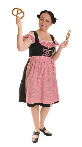 Une femme en robe bavaroise traditionnelle - Dirndl . — Photo