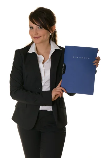 Beautiful business woman with a folder — Stock Photo, Image