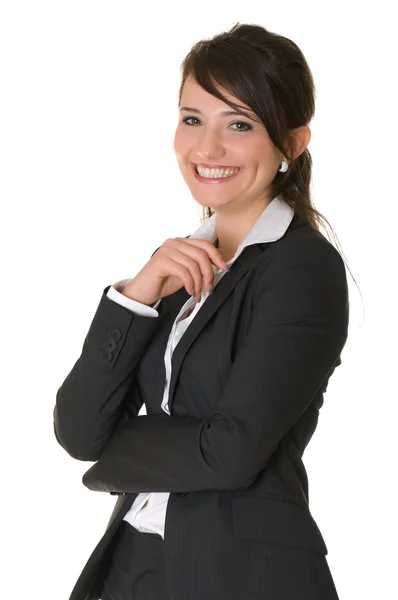 Beautiful business woman in a black suit — Stock Photo, Image
