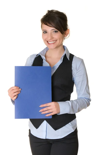 Beautiful business woman with a folder — Stock Photo, Image