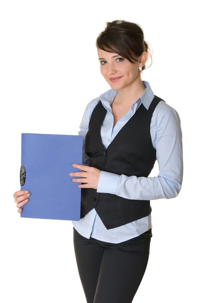 Beautiful business woman with a folder — Stock Photo, Image