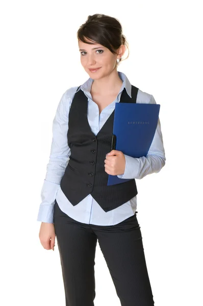 Beautiful business woman with a folder — Stock Photo, Image