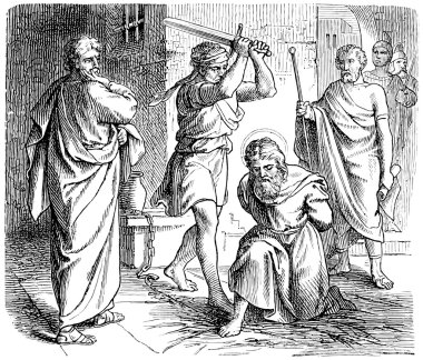 Old engraving. Execution of St. Paul. clipart