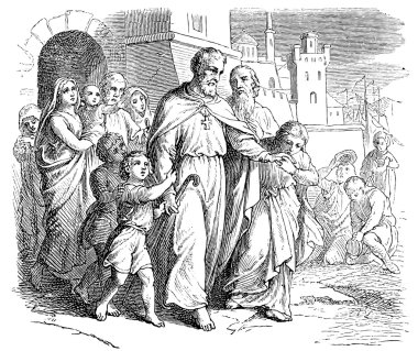 Old engravings. Shown exile Athanasius of Alexandria clipart