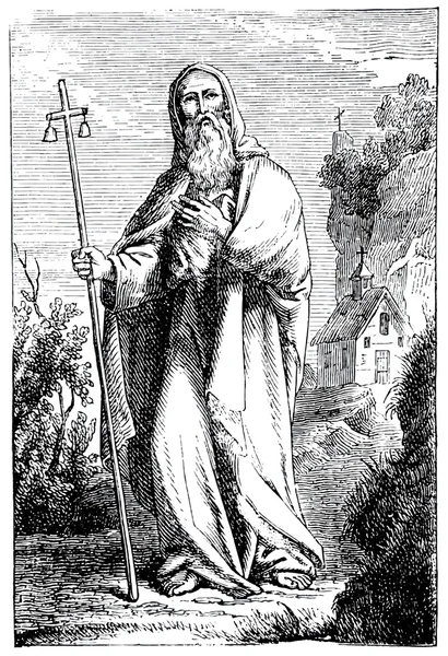 Старий гравюри. зображується Святий Антоній. — стоковий вектор