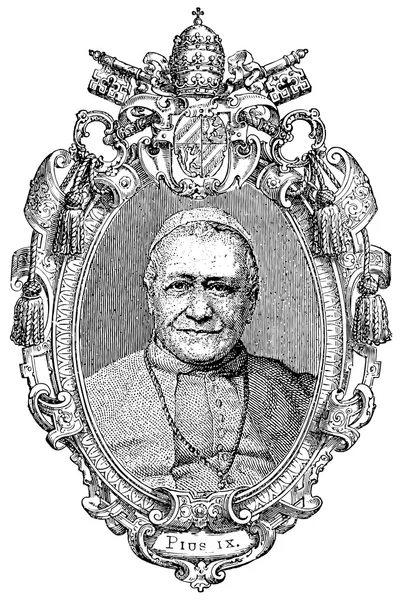 Old engravings. Shows the Blessed Pope Pius IX. — Stock Vector