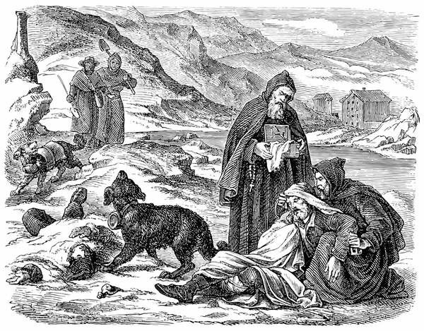 De vieilles gravures. Montre les moines de Saint Bernard de Clairvaux — Image vectorielle