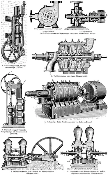 Varias bombas industriales en el corte — Archivo Imágenes Vectoriales