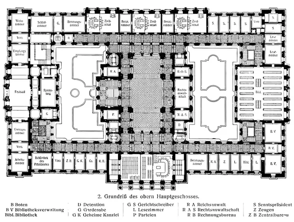 Схема планування будівлі Верховного суду в Лейпцигу. — стоковий вектор