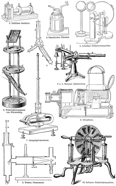 Various physical devices for the experiments and tests — Stock Vector