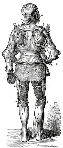 Cavaleiro de armadura desde Maximiliano I. Visão traseira . —  Vetores de Stock