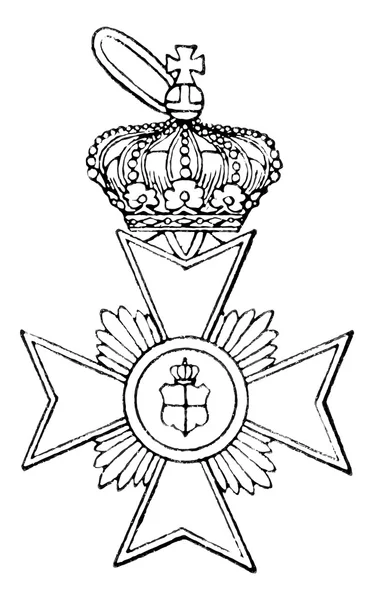 Cross of Honour (Principality of Reuss Younger Line, 1869). Publication of the book "Meyers Konversations-Lexik on", Volume 7, Leipzig, Germany, 1910 — Stock Vector