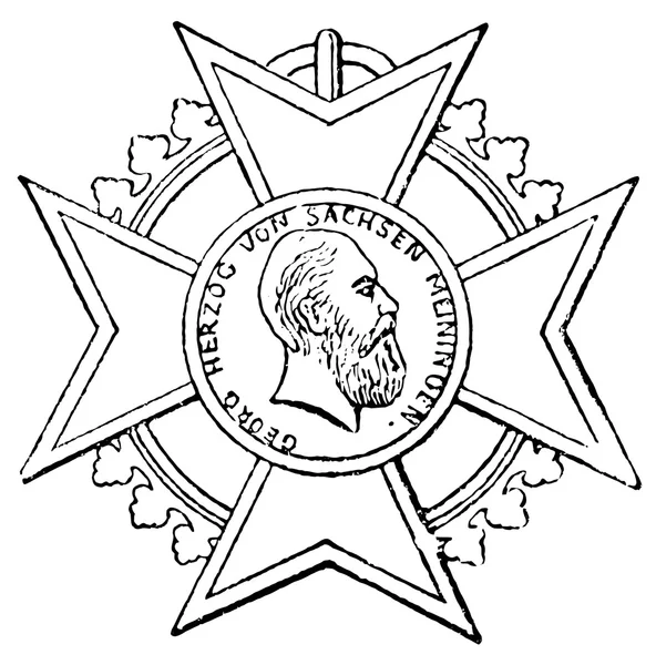 Order of Merit for Art and Science (Saxe-Meiningen, 1874). Publication of the book "Meyers Konversations-Lexik on", Volume 7, Leipzig, Germany, 1910 — Stock Vector