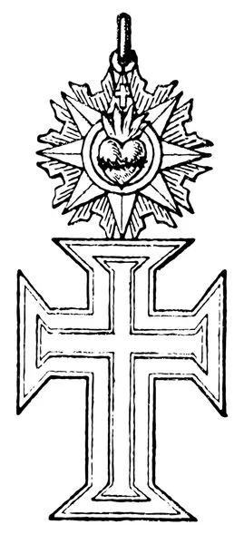 Vojenský řád Krista (Portugalsko, 1318). vydání knihy "meyers konversations-lexik na", svazek 7, Lipsko, Německo, 1910 — Stockový vektor